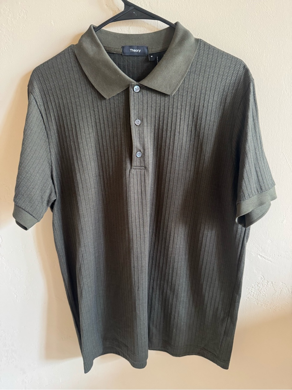 Theory Men's Olive Ribbed Short-Sleeve Polo